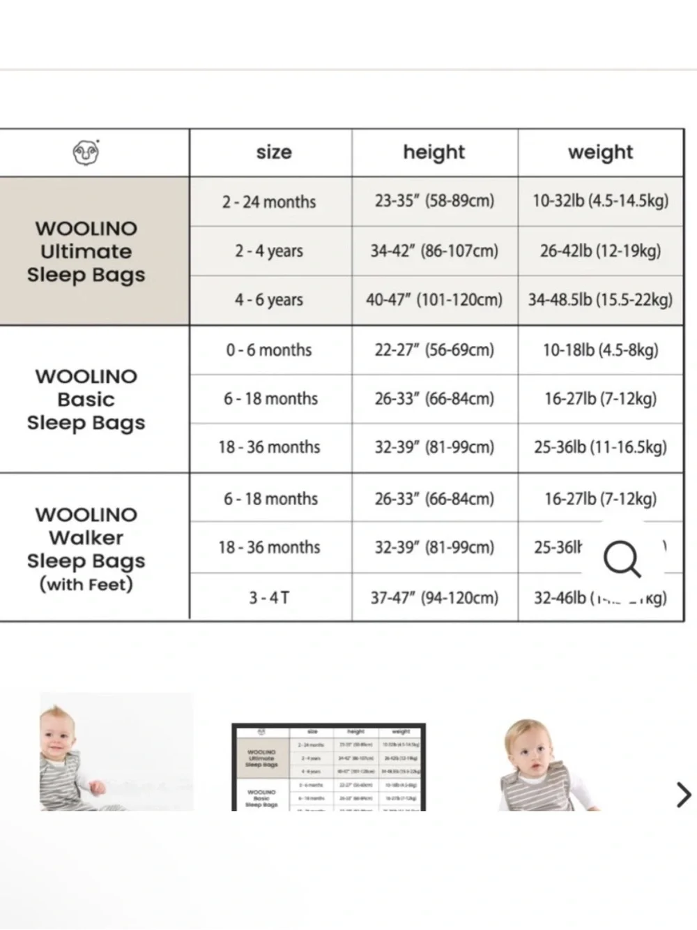 Woolino Sleep Sack 100% Merino Wool Lining 100% Organic Cotton Outer 2-24 Months